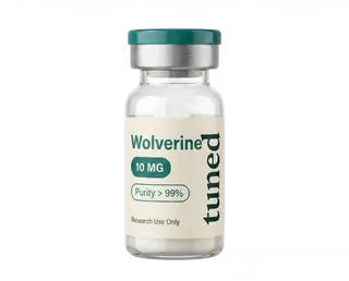 tuned Wolverine research peptide vial