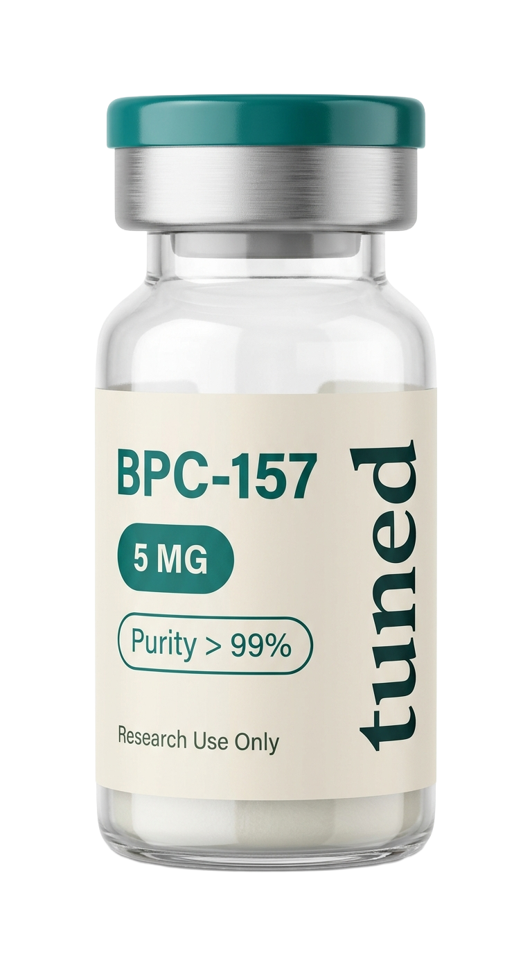 tuned BPC-157 research peptide vial, 5MG, purity over 99%